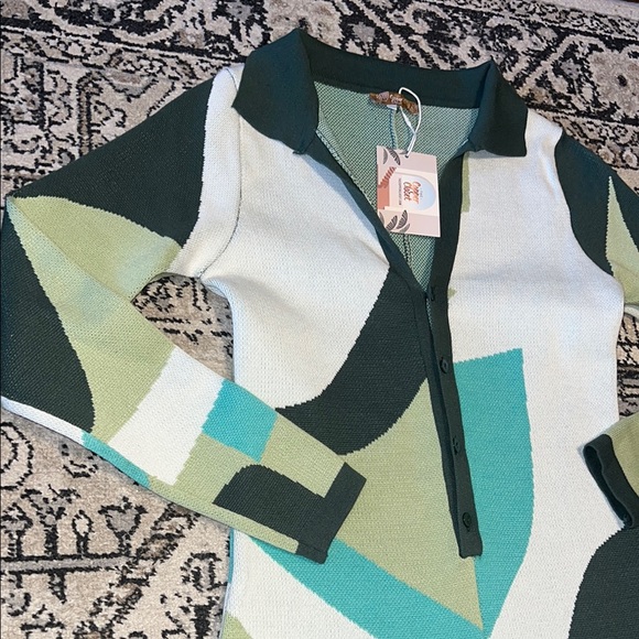 Stylish Geometric Knit Cardigan - Picture 5 of 12